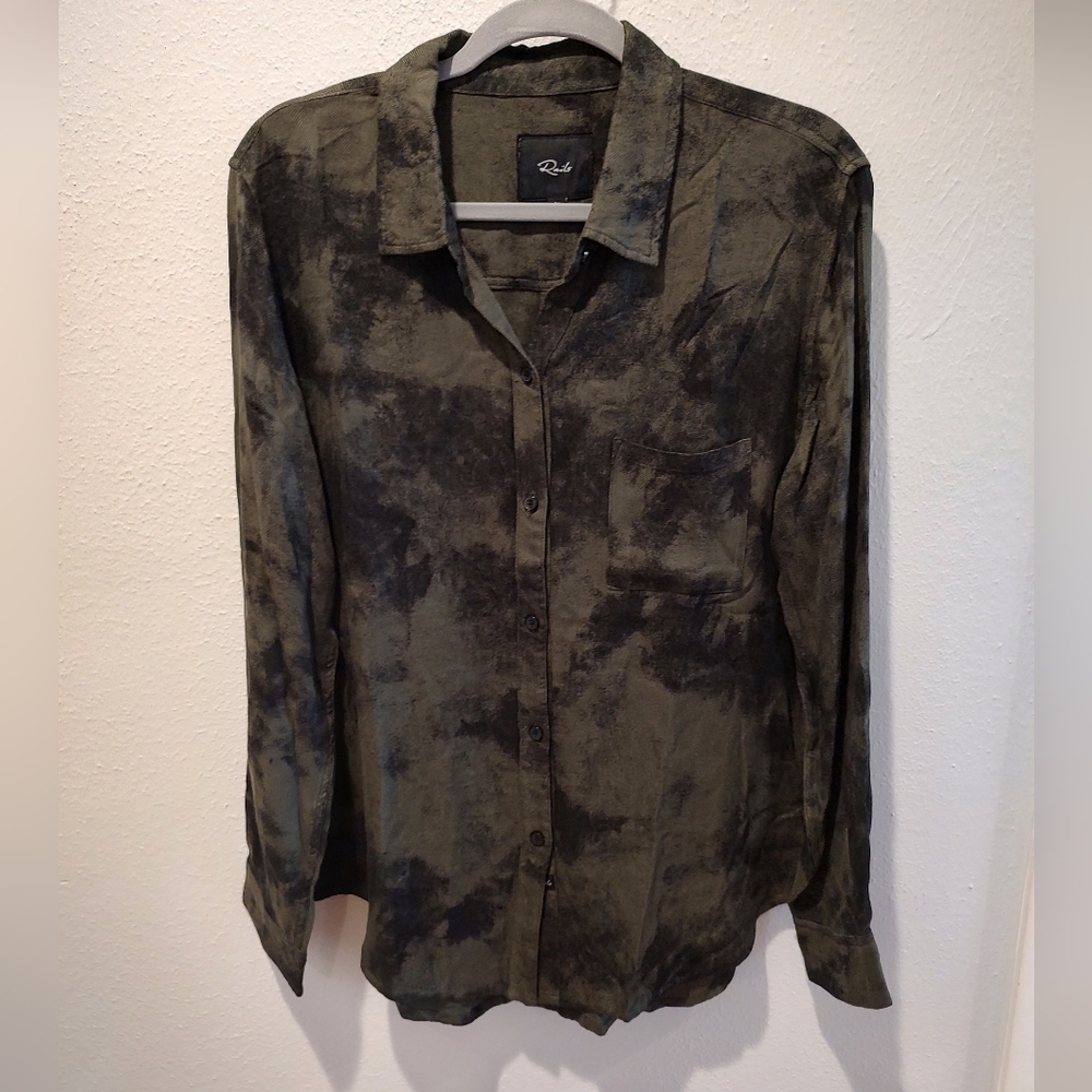 Rails Long Sleeve Hunter Olive Tie Dye Women’s Shirt Black M - Picture 12 of 12